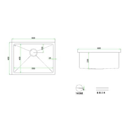 CABANA BUILT-IN UNDERMOUNT NANOMAGMA SINK PAKCAGE CKS6405-SS 1BOWL STAINLESS STEEL 60CM