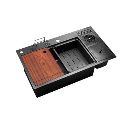 SORENTO BUILT-IN KITCHEN HONEYCOMB MULTIFUNCTIONAL SINK SRTKS8835-BL 88CM 1BOWL BLACK STAINLESS STEEL 304 WITH PULL OUT MIXER TAP