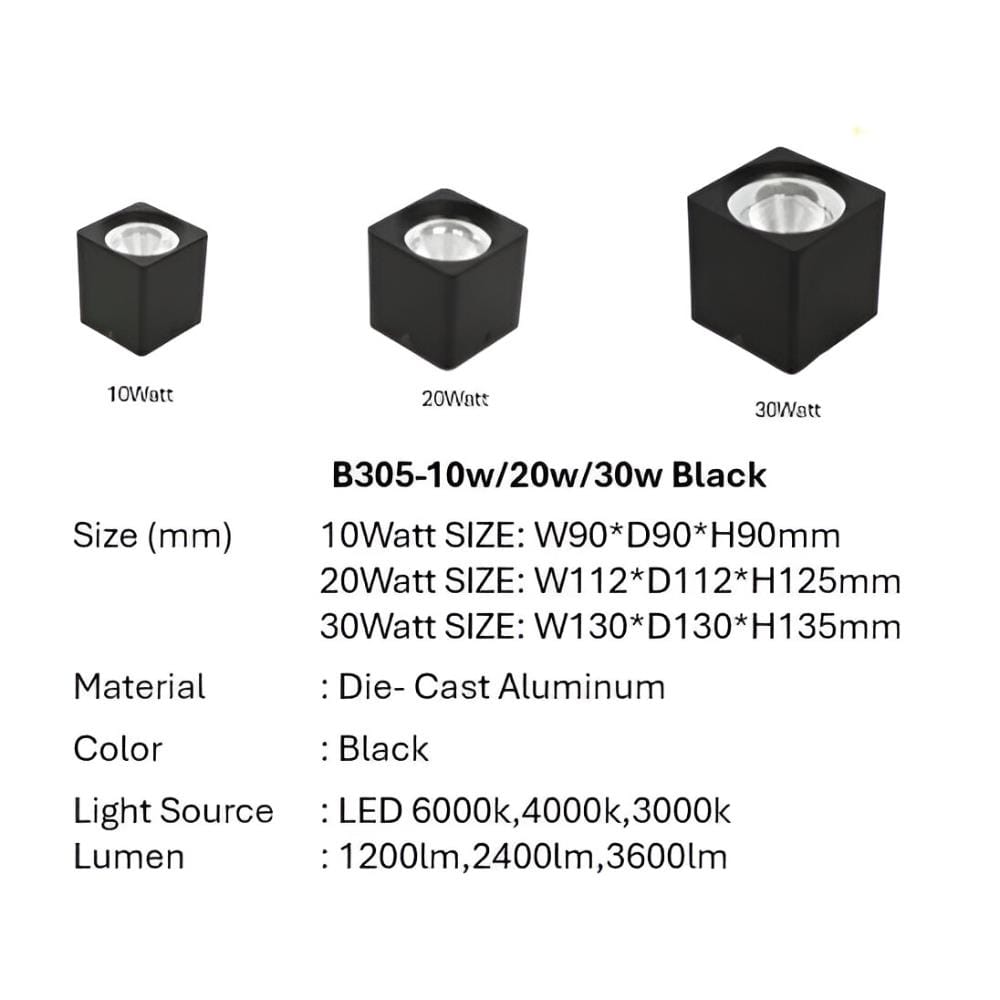 PRE-ORDER BRIGHT OBJECTIVES SURFACE EYEBALL LED B-305-30W 6500K BLACK