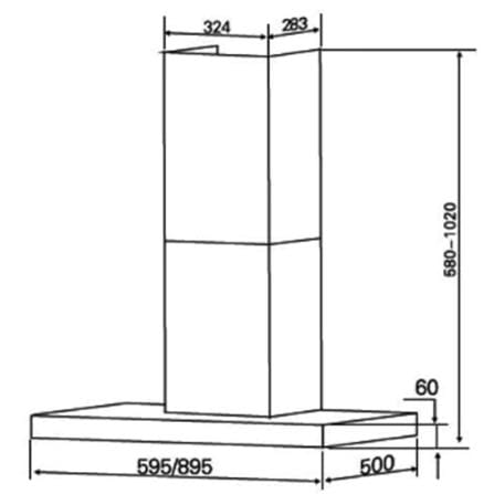 TEKA CHIMNEY HOOD LINEA LDH 90.1 TC 90CM 1200M3/H
