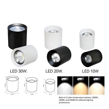 PRE-ORDER BRIGHT OBJECTIVES SURFACE EYEBALL LED B-308-30W 3000K BLACK