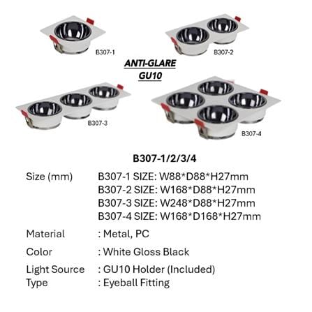 PRE-ORDER BRIGHT OBJECTIVES  EYEBALL B307-2 GU10 WHITE GLOSS BLACK