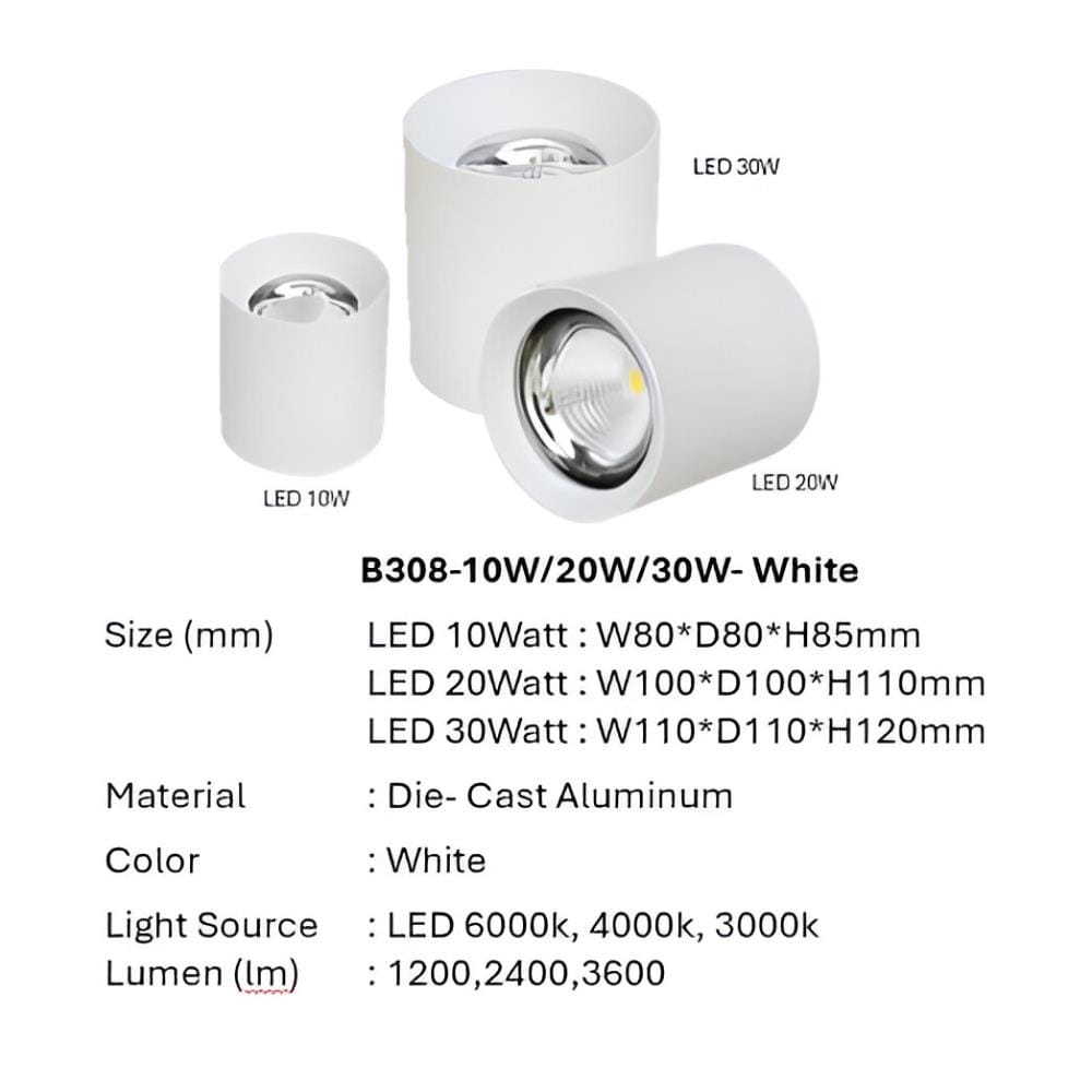 PRE-ORDER BRIGHT OBJECTIVES SURFACE EYEBALL LED B-308-20W 4000K WHITE