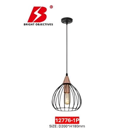 BRIGHT OBJECTIVES PENDANT LAMP 12776/1P E27 BLACK ROSE GOLD