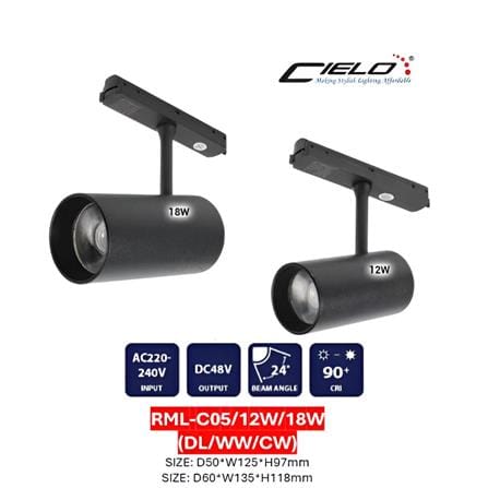 CIELO MAGNETIC SPOT TRACK LIGHT RML-C05/18W/WARM WHITE BLACK