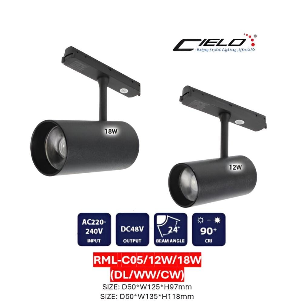 CIELO MAGNETIC SPOT TRACK LIGHT RML-C05/18W/DAYLIGHT BLACK