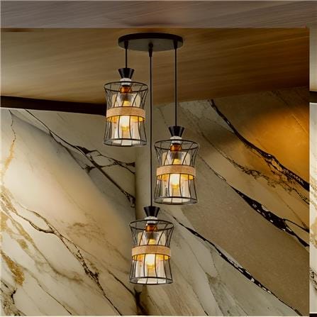 BRIGHT OBJECTIVES PENDANT LAMP 16831-3R BLACK,GOLD,BROWN 35CM