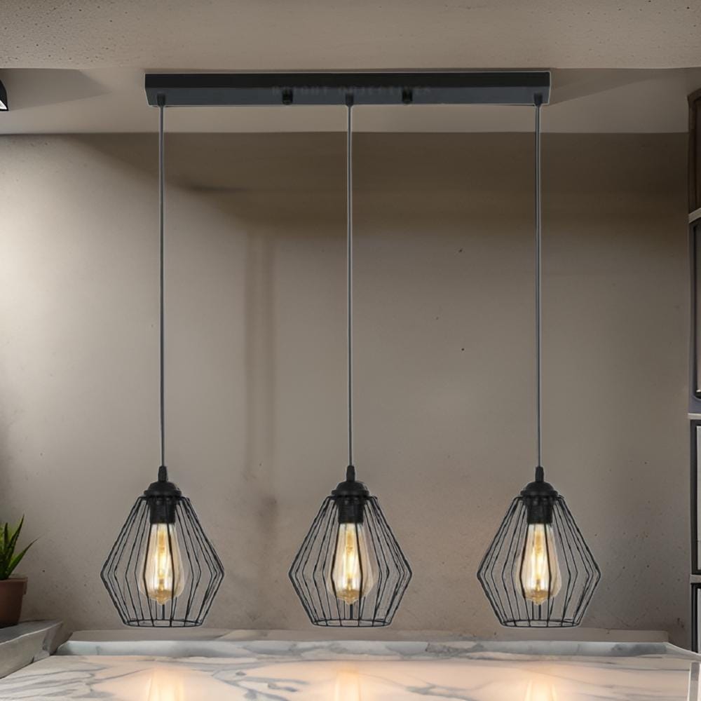 BRIGHT OBJECTIVES PENDANT LAMP 13505/3L BLACK 60CM