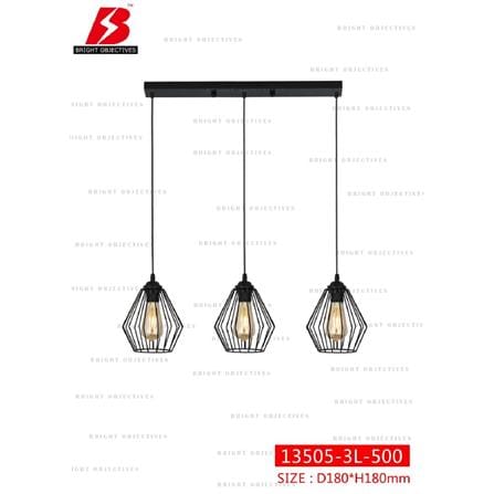 BRIGHT OBJECTIVES PENDANT LAMP 13505/3L BLACK 60CM