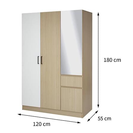 WARDROBE WITH 2 DOORS FURDINI PROGRET 120CM OAK/WHITE