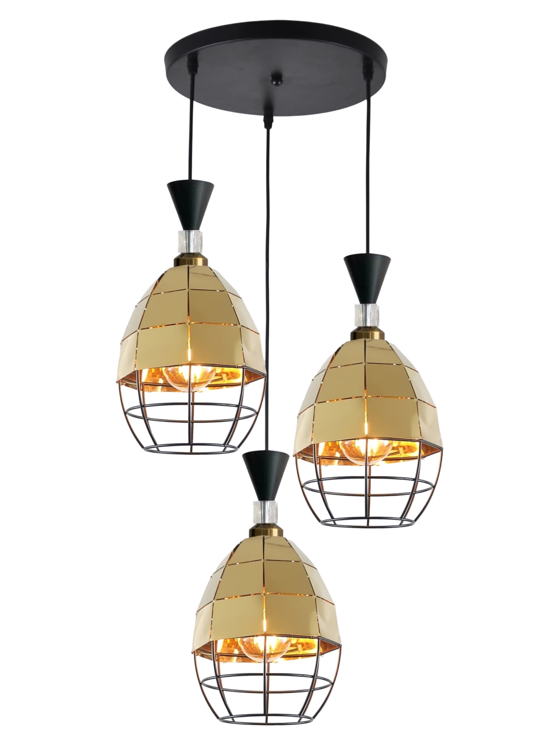 BRIGHT OBJECTIVES PENDANT LAMP 16076/3R BLACK GOLD 35CM