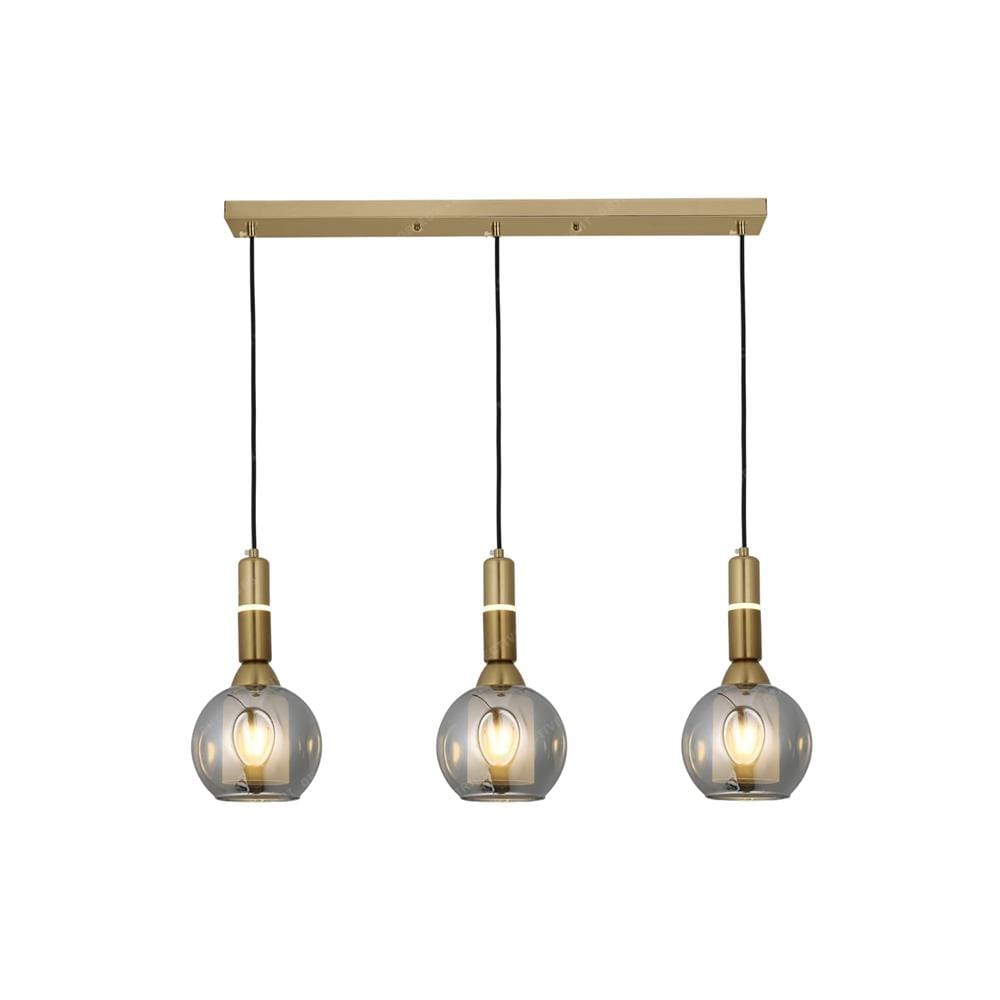 BRIGHT OBJECTIVES PENDANT LAMP 16811/3L GOLD, SMOKE GREY 55CM