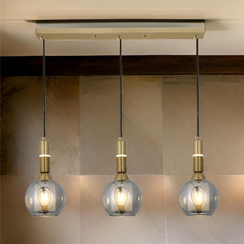 BRIGHT OBJECTIVES PENDANT LAMP 16811/3L GOLD, SMOKE GREY 55CM