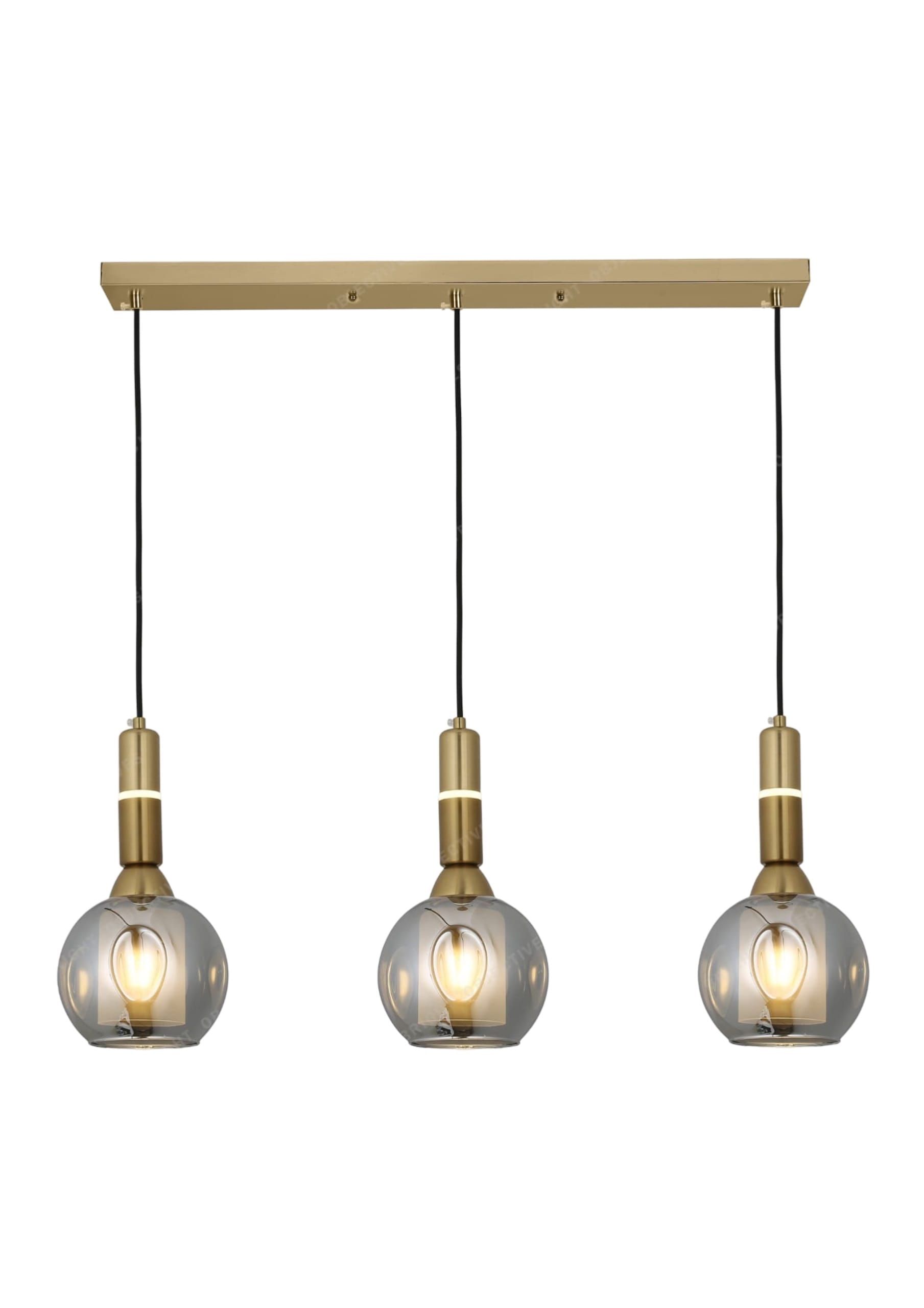 BRIGHT OBJECTIVES PENDANT LAMP 16811/3L GOLD, SMOKE GREY 55CM