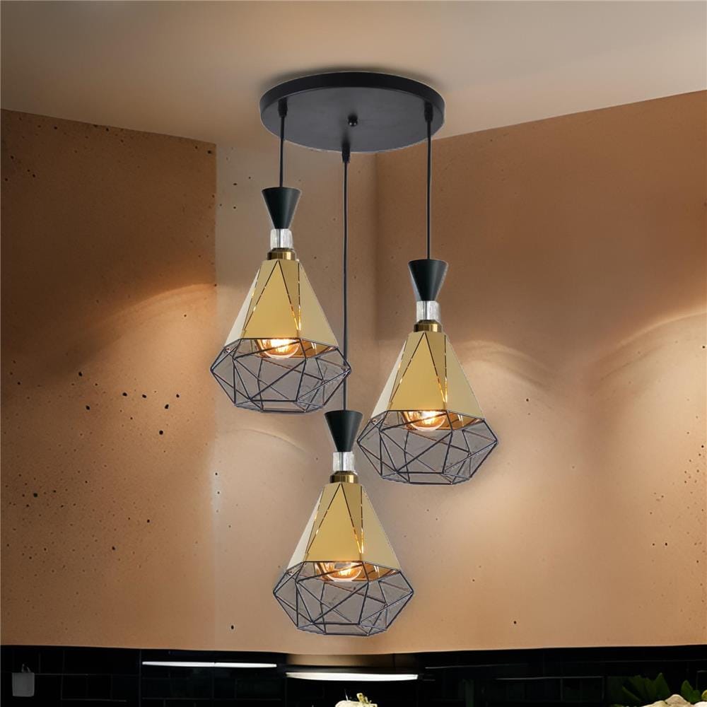 BRIGHT OBJECTIVES PENDANT LAMP 16075/3R BLACK GOLD 35CM