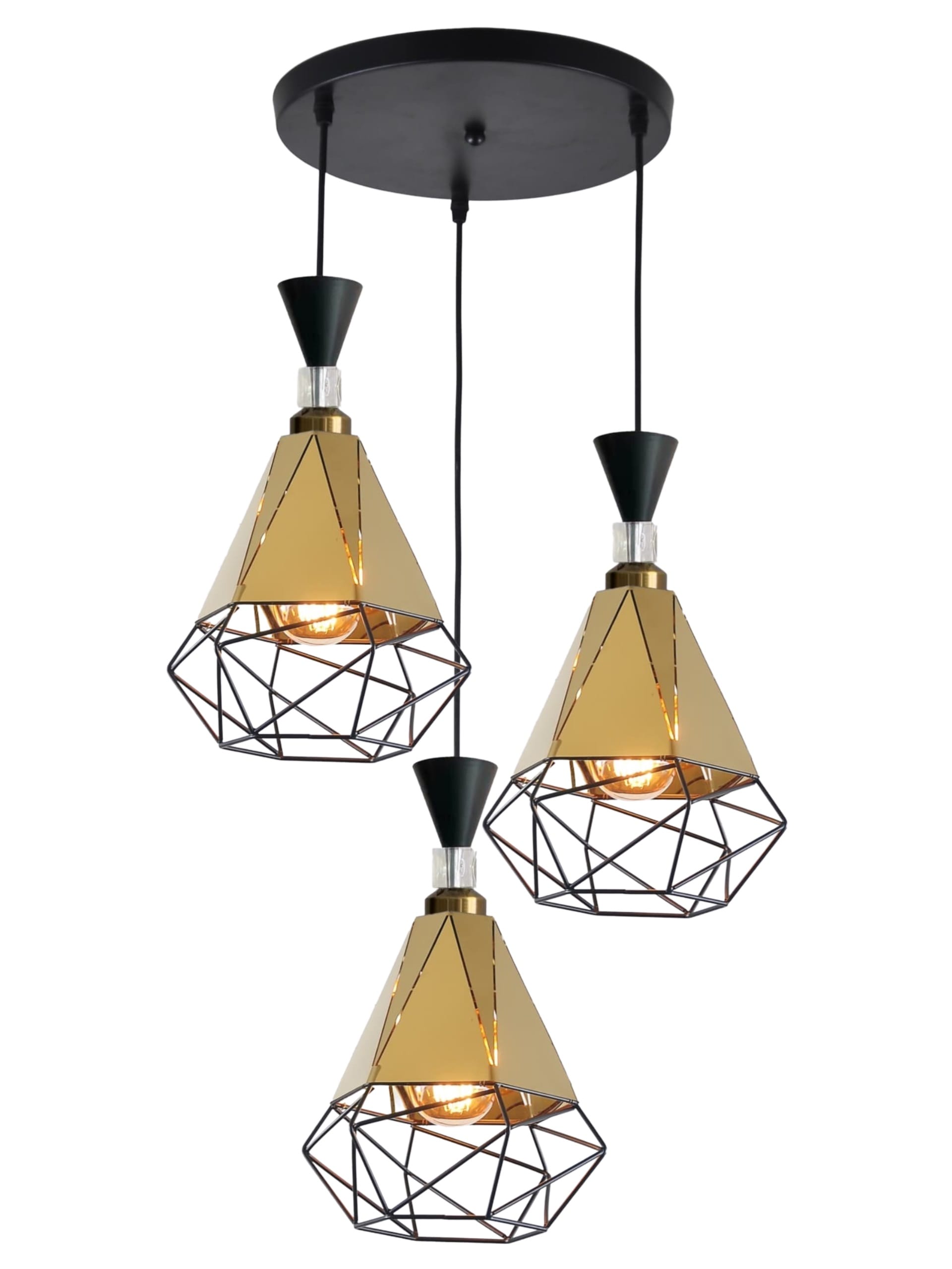 BRIGHT OBJECTIVES PENDANT LAMP 16075/3R BLACK GOLD 35CM