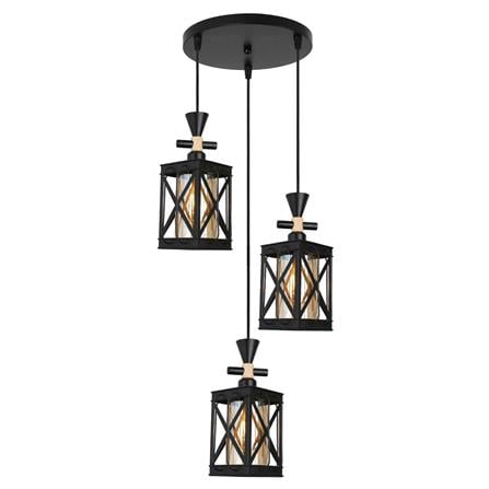 BRIGHT OBJECTIVES PENDANT LAMP 16423/3R BLACK BROWN 35CM