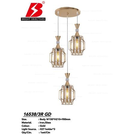 BRIGHT OBJECTIVES PENDANT LAMP 16538-3R GOLD 35CM