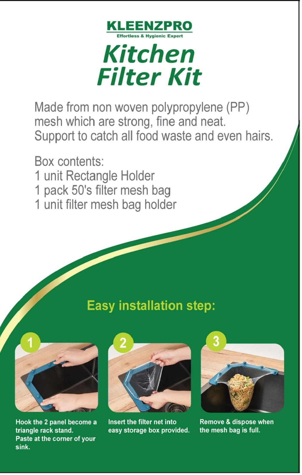 KLEENZPRO DISPOSABLE KITCHEN FILTER KIT