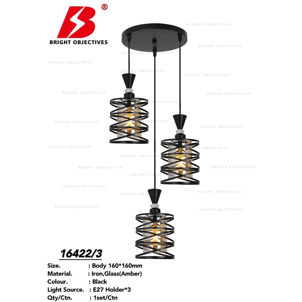 BRIGHT OBJECTIVES PENDANT LAMP 16422/3R BLACK 35CM
