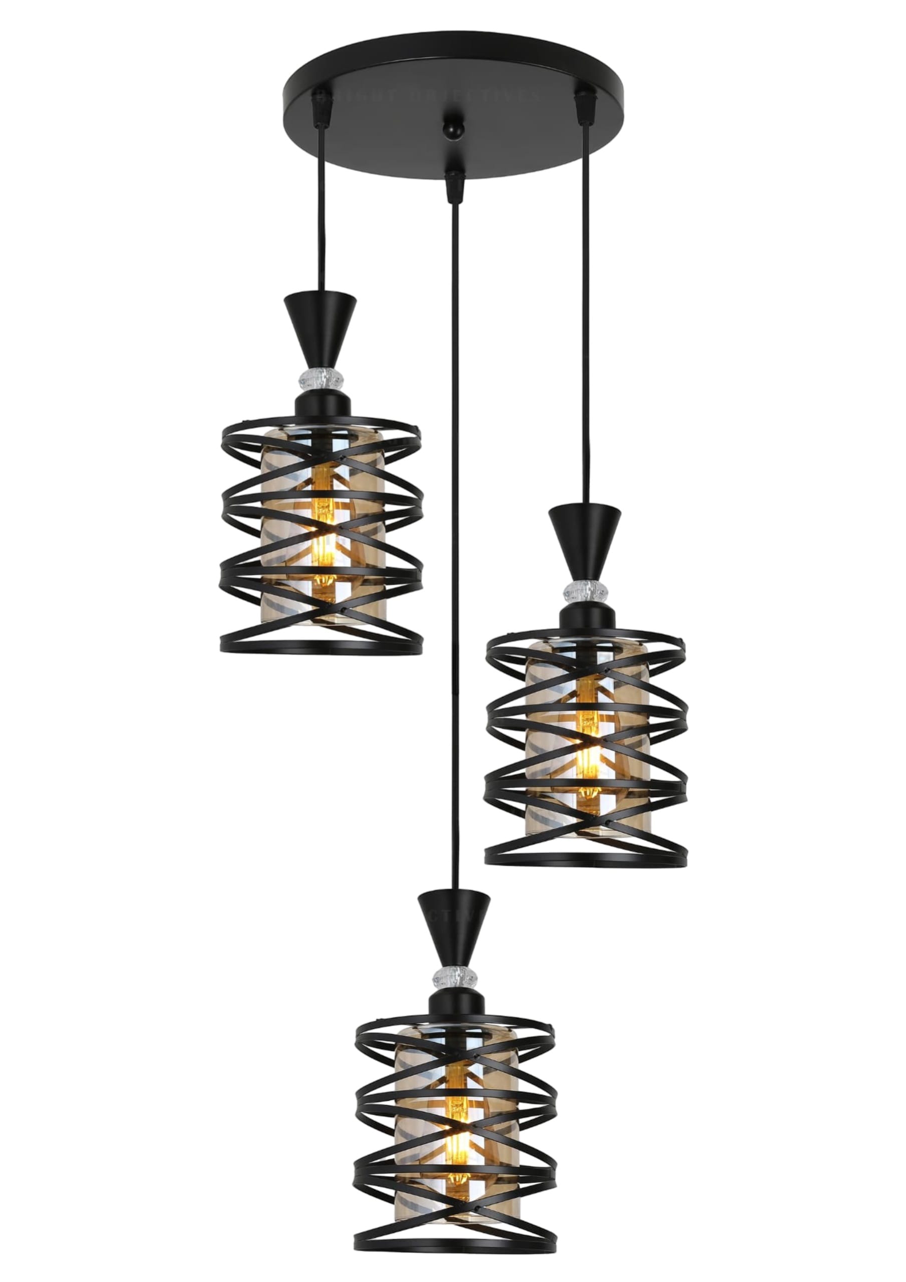 BRIGHT OBJECTIVES PENDANT LAMP 16422/3R BLACK 35CM