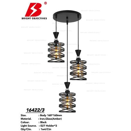 BRIGHT OBJECTIVES PENDANT LAMP 16422/3R BLACK 35CM
