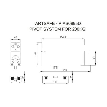 ARTSAFE D-SERIES PIVOT SYSTEM FOR 200KG DOOR COMPLETED SET PIAS0895D