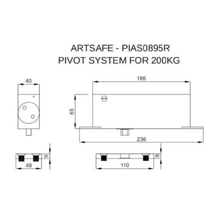 ARTSAFE R-SERIES PIVOT SYSTEM FOR 200KG DOOR COMPLETED SET PIAS0895R