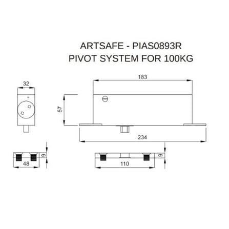 ARTSAFE R-SERIES PIVOT SYSTEM FOR 100KG DOOR COMPLETED SET PIAS0893R