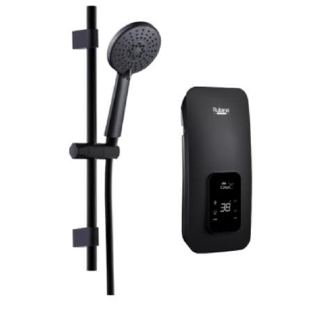 RUBINE SHOWER HEATER DC PUMP WITH HAND SHOWER CED541D SAND BLACK (MATTE BLACK SHOWER ACCESORIES SET)