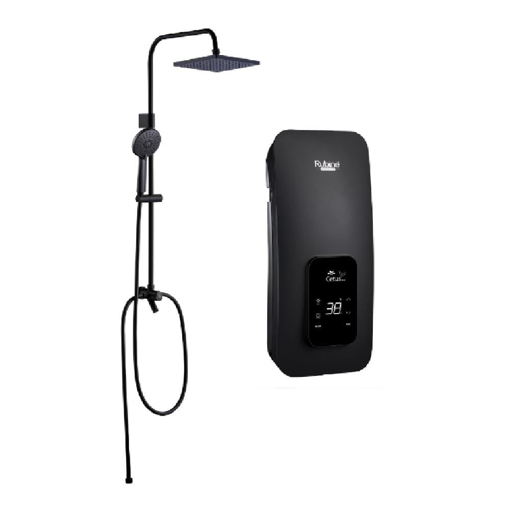 RUBINE SHOWER HEATER DC PUMP WITH RAIN SHOWER CED541D SAND BLACK (MATTE BLACK SHOWER ACCESORIES SET)