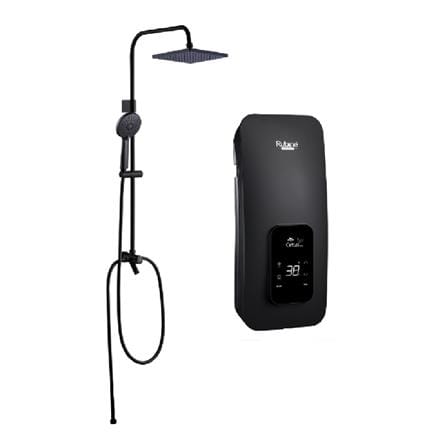 RUBINE SHOWER HEATER DC PUMP WITH HAND SHOWER CED541D CHAMPAGNE GOLD (MATTE BLACK SHOWER ACCESORIES SET)
