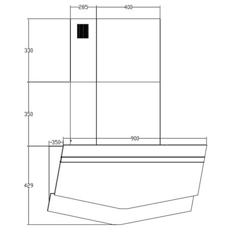 ELBA DESIGNER HOOD EH-R9838ST(BK) STAINLESS STEEL 90CM 2000M3/H