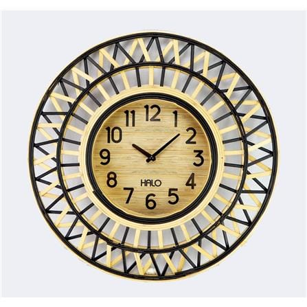 WALL CLOCK HALO H1801 18" RATTAN BLACK