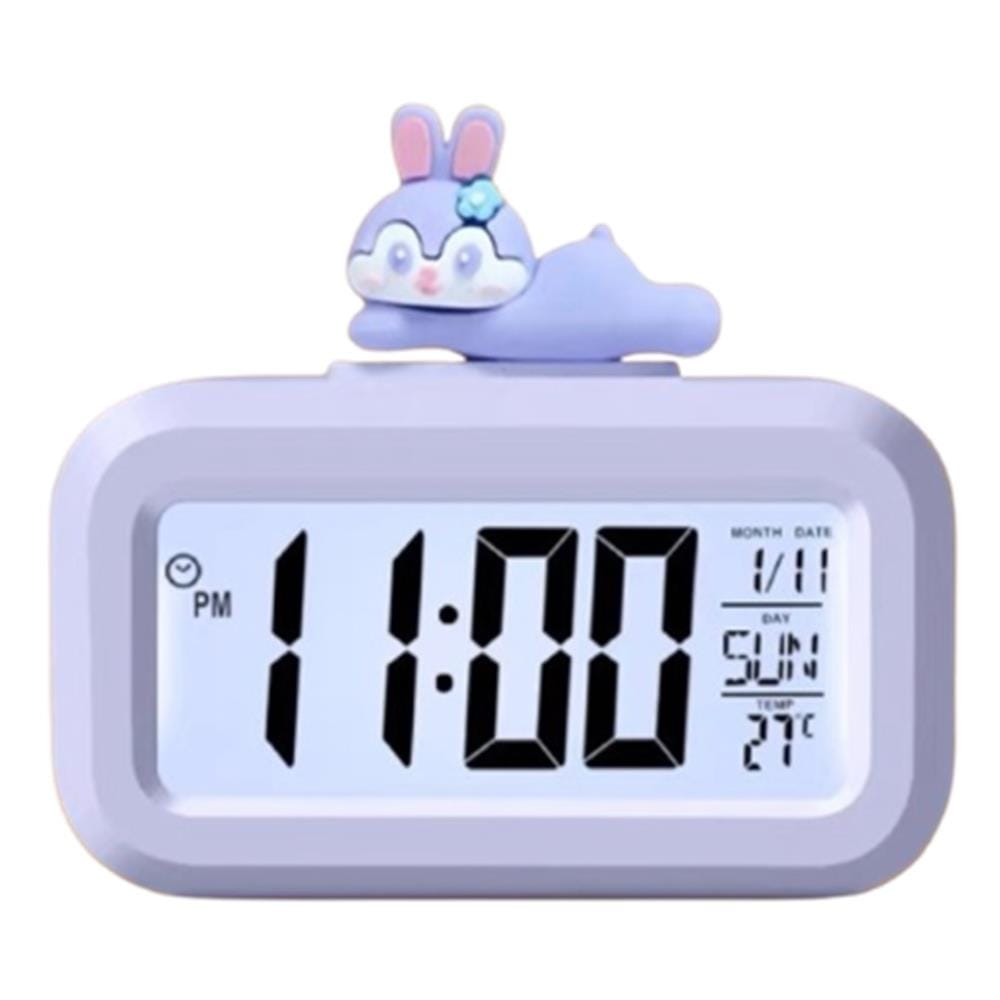 ALARM CLOCK DIGITAL LCD E470 CARTOON PURPLE
