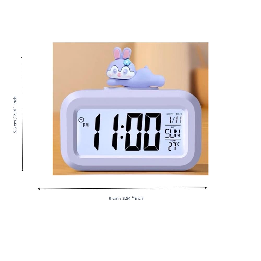 ALARM CLOCK DIGITAL LCD E470 CARTOON PURPLE