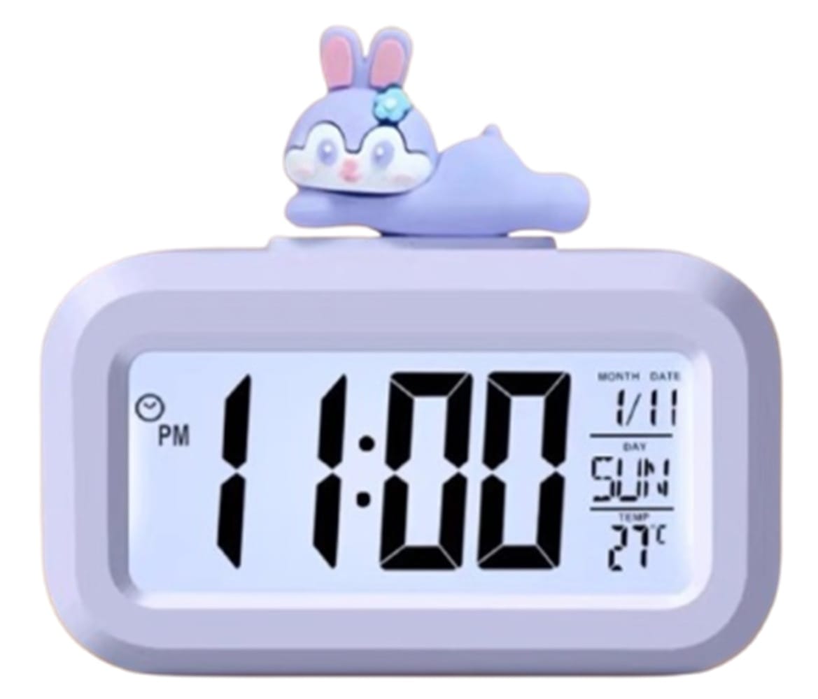 ALARM CLOCK DIGITAL LCD E470 CARTOON PURPLE