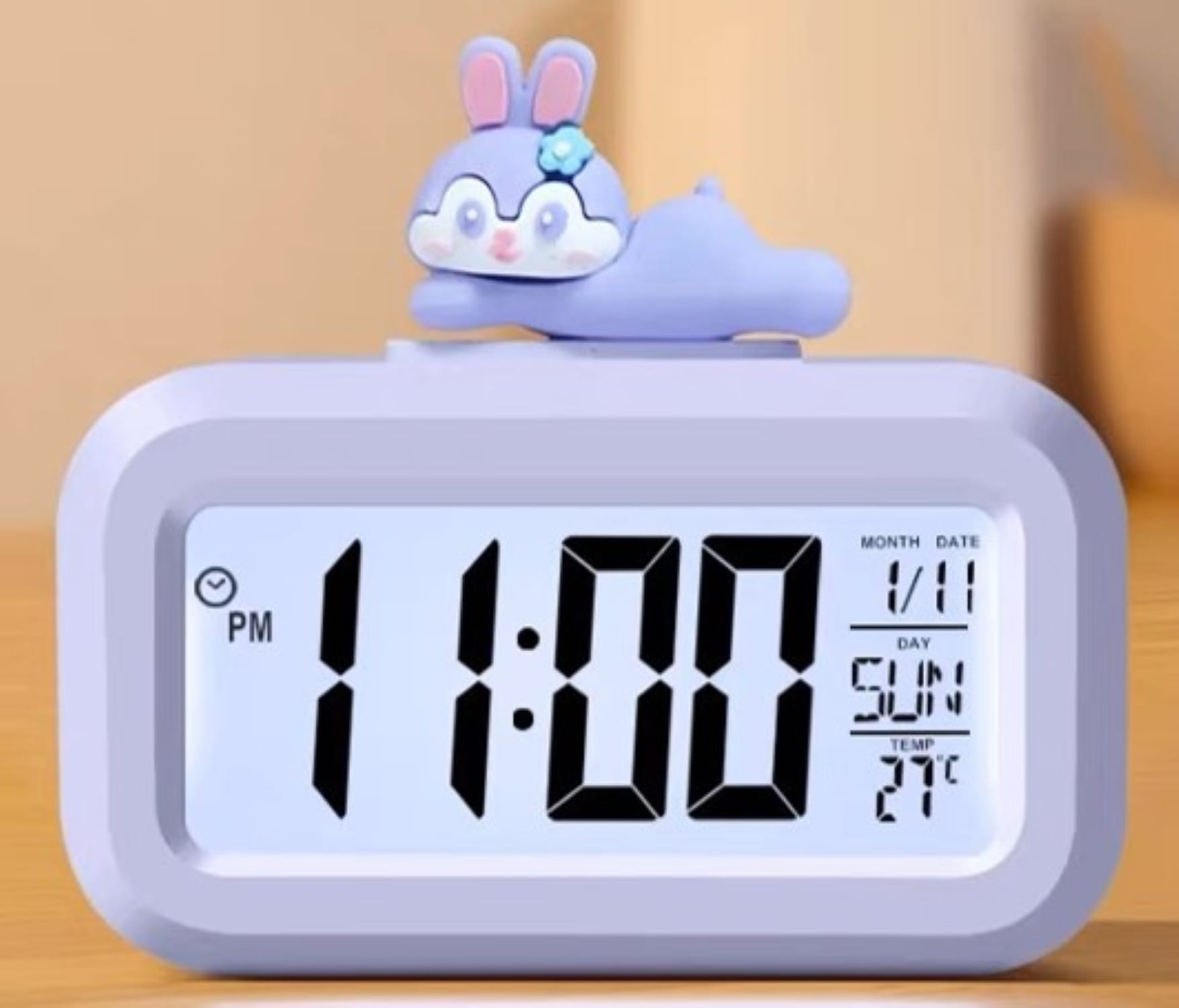 ALARM CLOCK DIGITAL LCD E470 CARTOON PURPLE