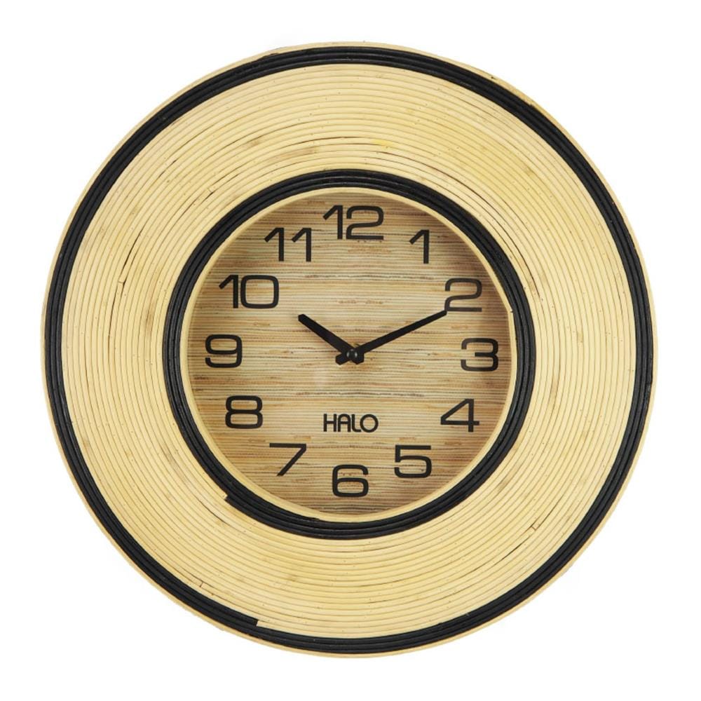 WALL CLOCK HALO H1601 RATTAN BROWN
