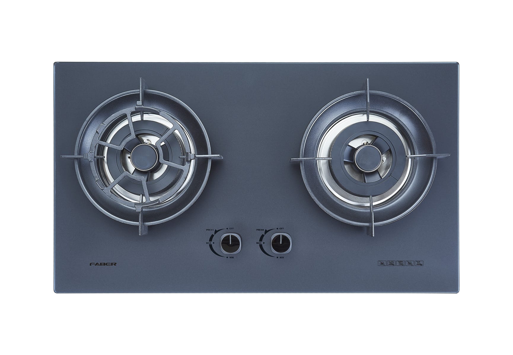 FABER FLEXIBLE CUT OUT GAS HOB FBIH-G752B520TGM BLACK 2 BURNERS 5.2KW 75CM