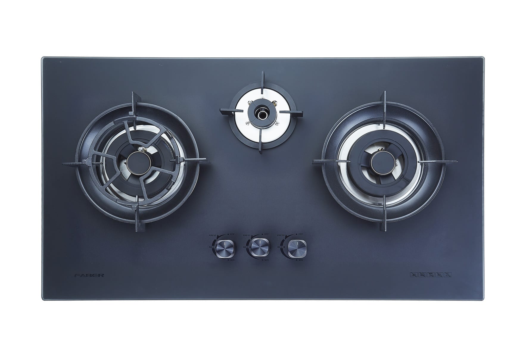 FABER FLEXIBLE CUT OUT GAS HOB FBIH-G903B520TGM BLACK 3 BURNERS 5.2KW 90CM