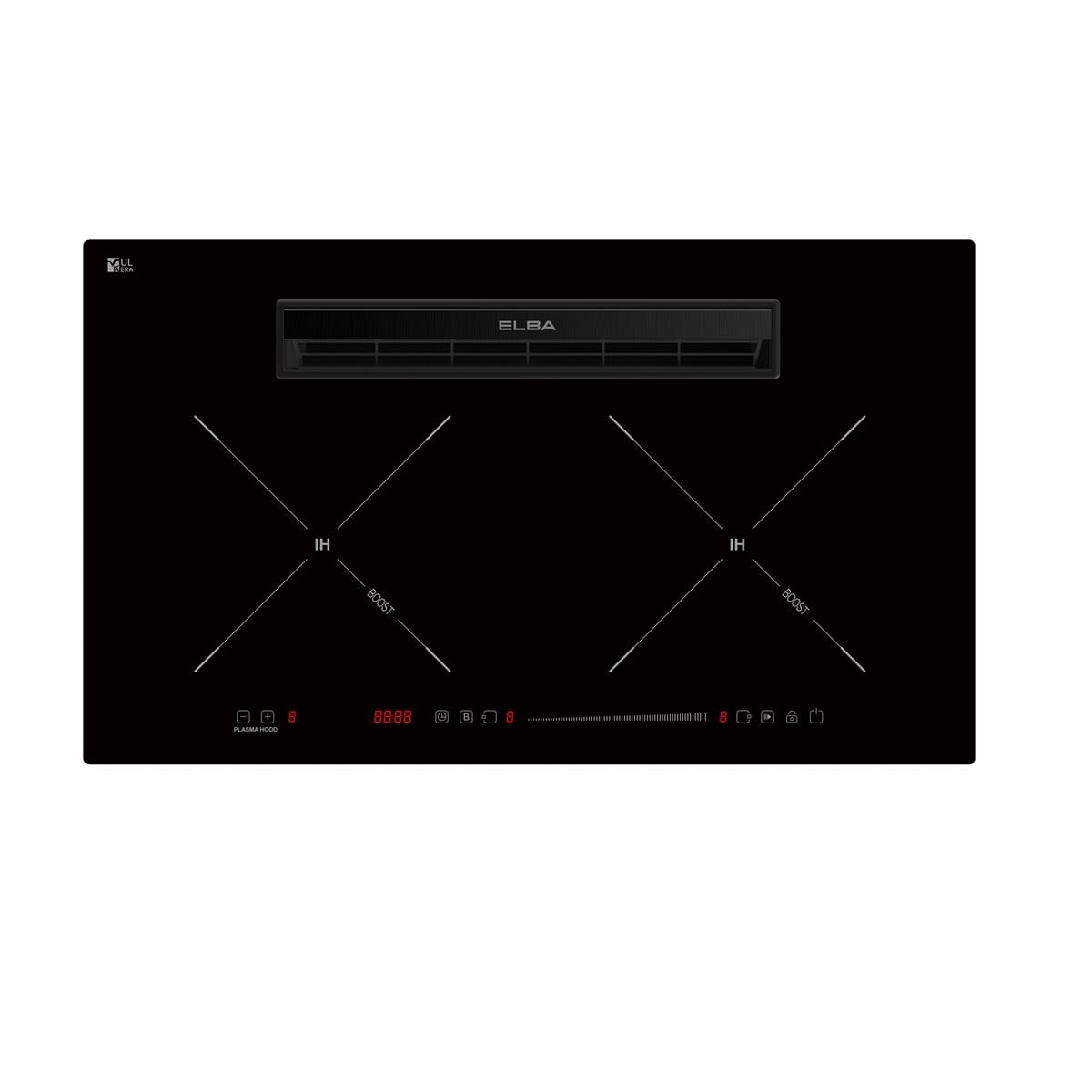 ELBA INDUCTION HOB WITH INTEGRATED HOOD EIH-Q7728PS(BK) BLACK 73CM 800M3/H PLASMA PRO+TECHNOLOGY