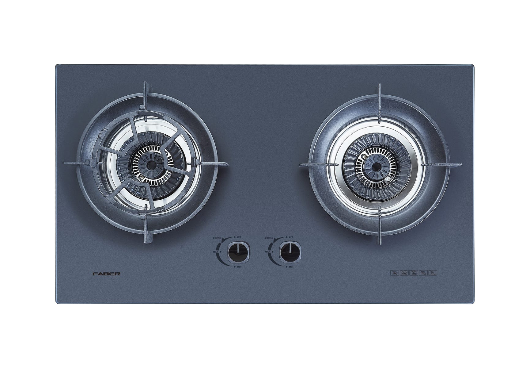 FABER FLEXIBLE CUT OUT GAS HOB FBIH-G752B430TGM BLACK 2 BURNERS 4.3KW 75CM
