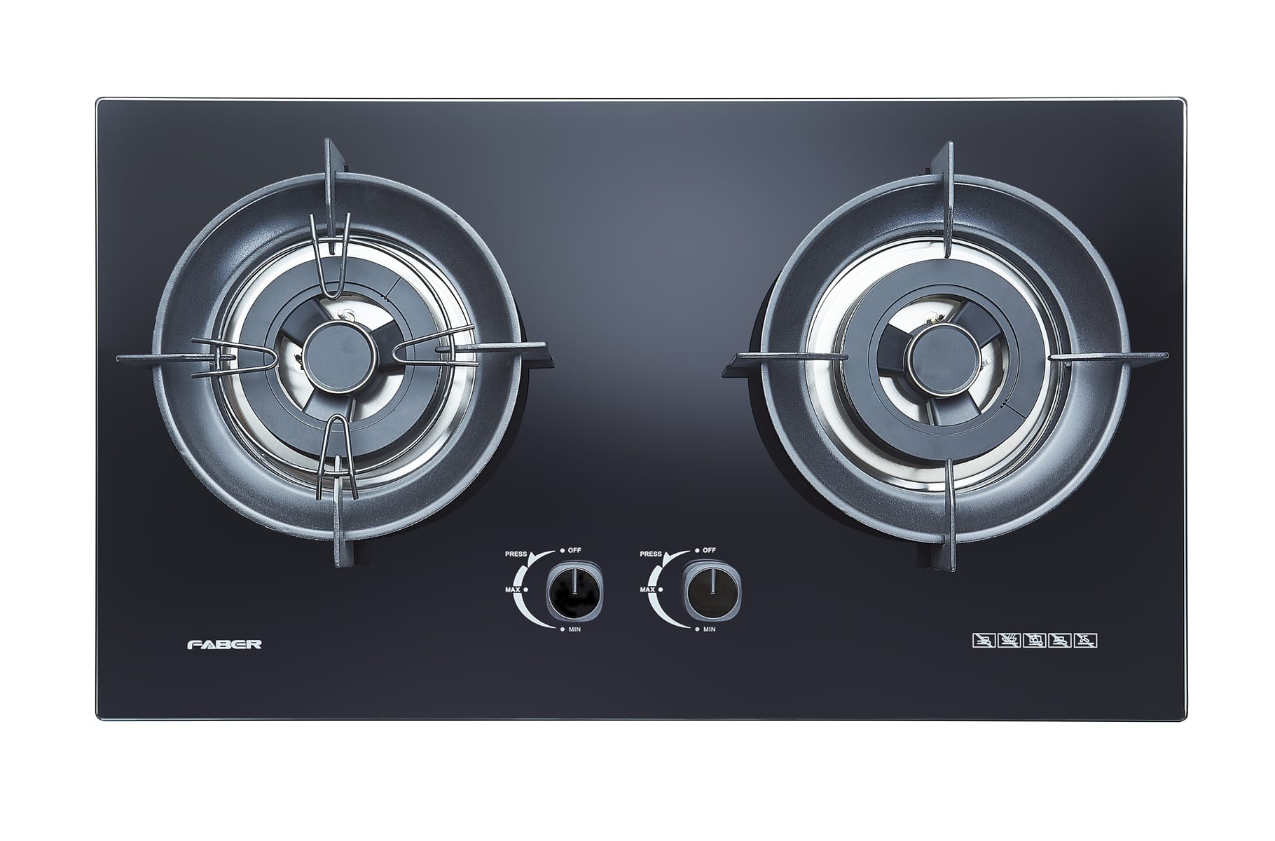 FABER FLEXIBLE CUT OUT GAS HOB FBIH-G752B520TG BLACK 2 BURNERS 5.2KW 75CM