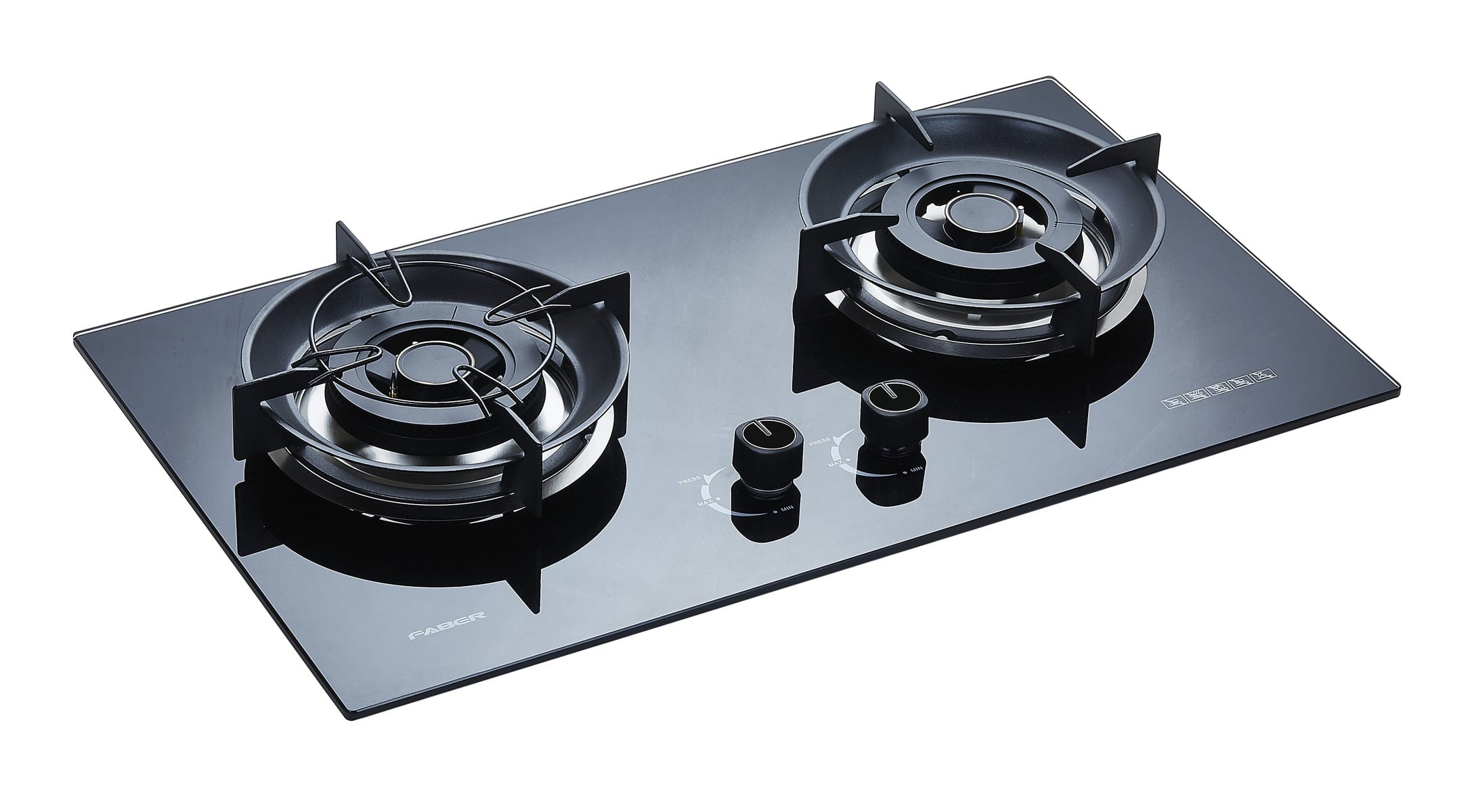 FABER FLEXIBLE CUT OUT GAS HOB FBIH-G752B520TG BLACK 2 BURNERS 5.2KW 75CM