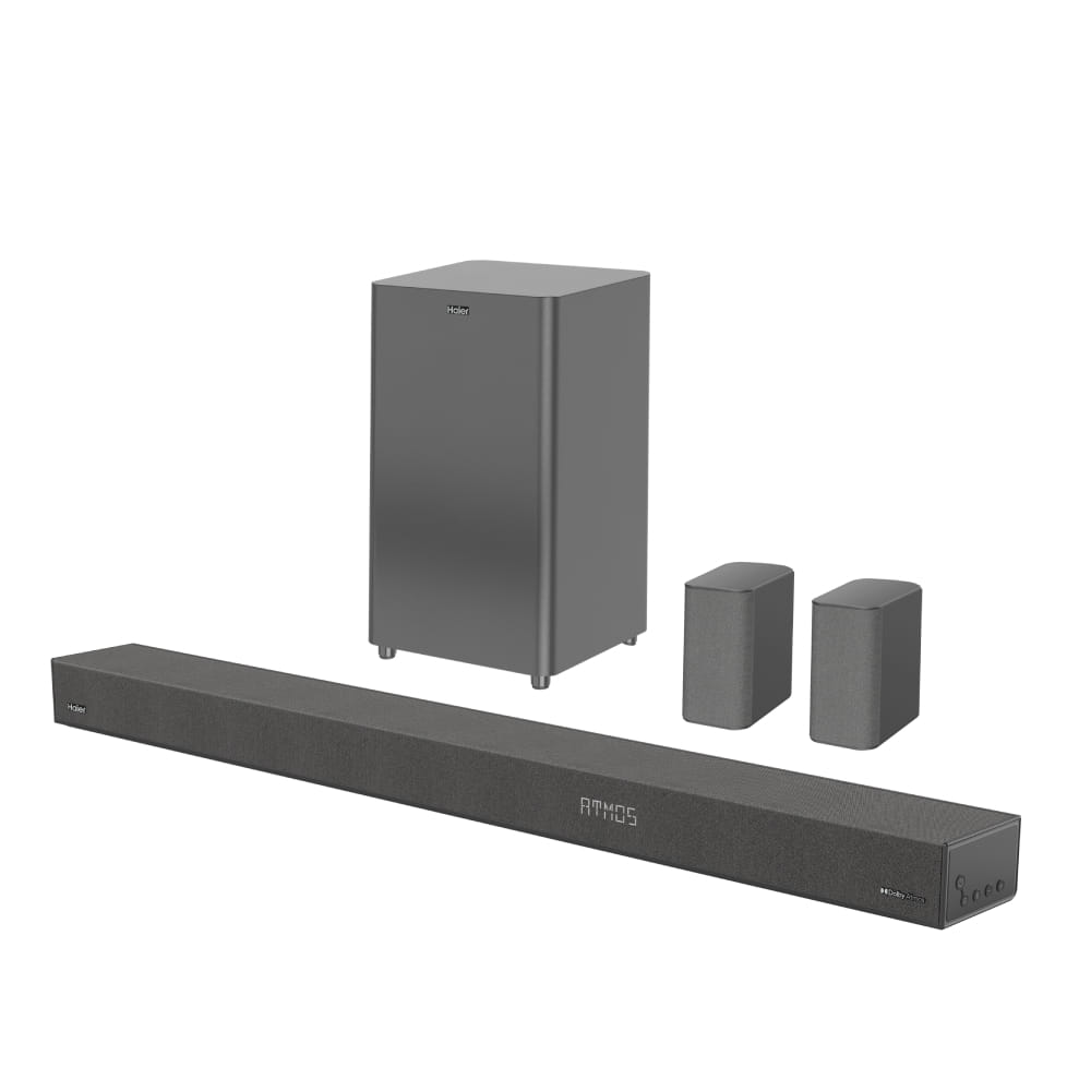 HAIER HSD512S6 SOUNDBAR 5.1.2 CHANNEL 360W WITH WIRELESS SUBWOOFER UPWARD-FIRING SPEAKERS SURROUND SPEAKERS