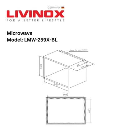 LIVINOX BUILT-IN MICROWAVE OVEN LMW-259X-BL 25LITER 8PROGRAM DIGITAL