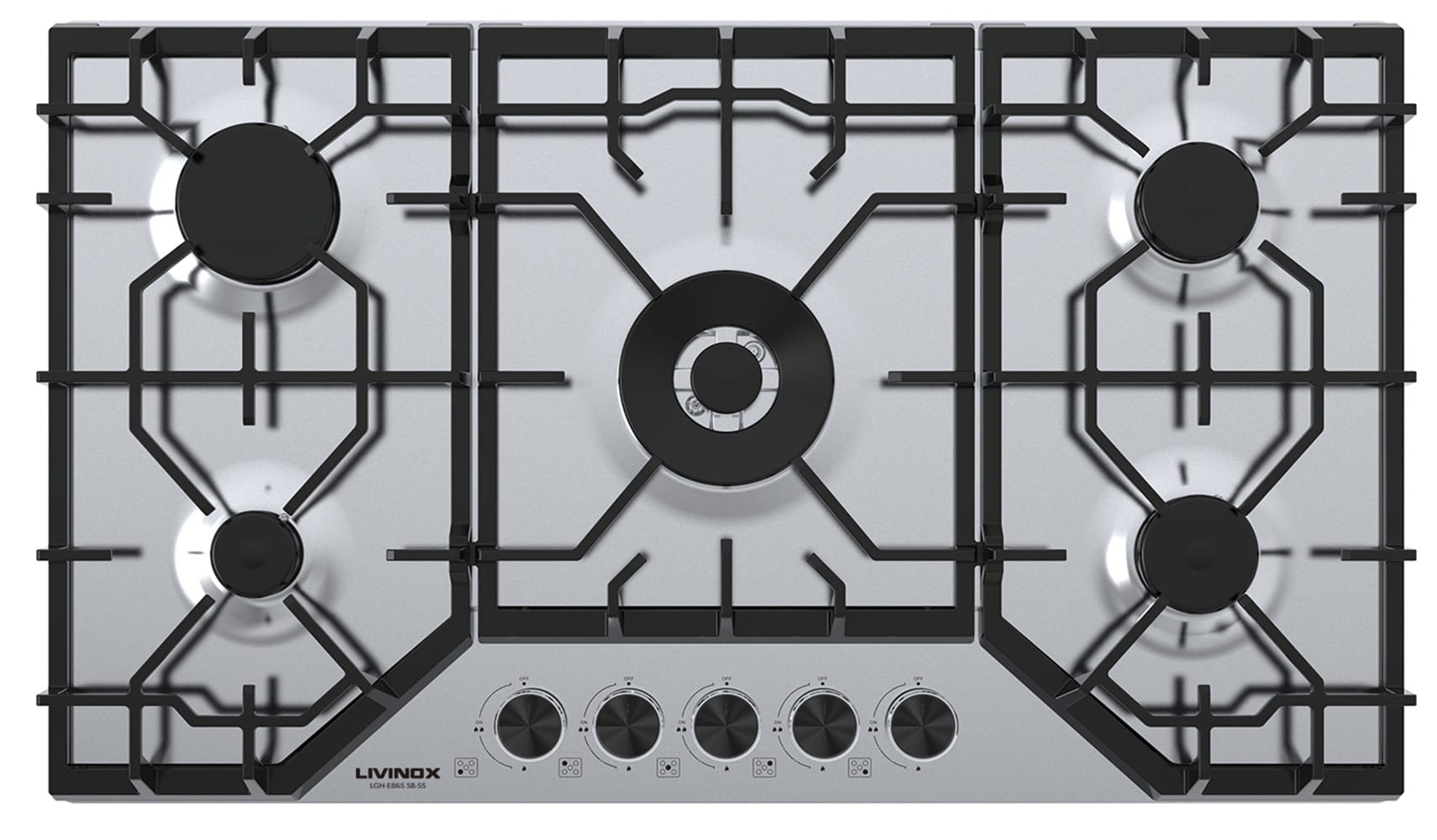 LIVINOX GAS HOB LGH-E865 5B-SS 5BURNER 86CM STAINLESS STEEL 4.0kW+3.0kW+2X1.75kW+1.0kW