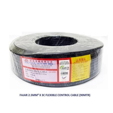 FAJAR 2.5MM x 3 CORE (50/0.25MM) FLEXIBLE CABLE 90 METER GREY