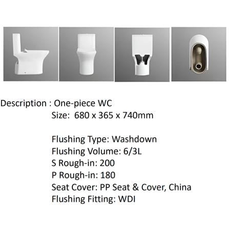 AKRON 1P TOILET WCO-737 WASHDOWN 68X36.5X74CM 10 INCH WHITE